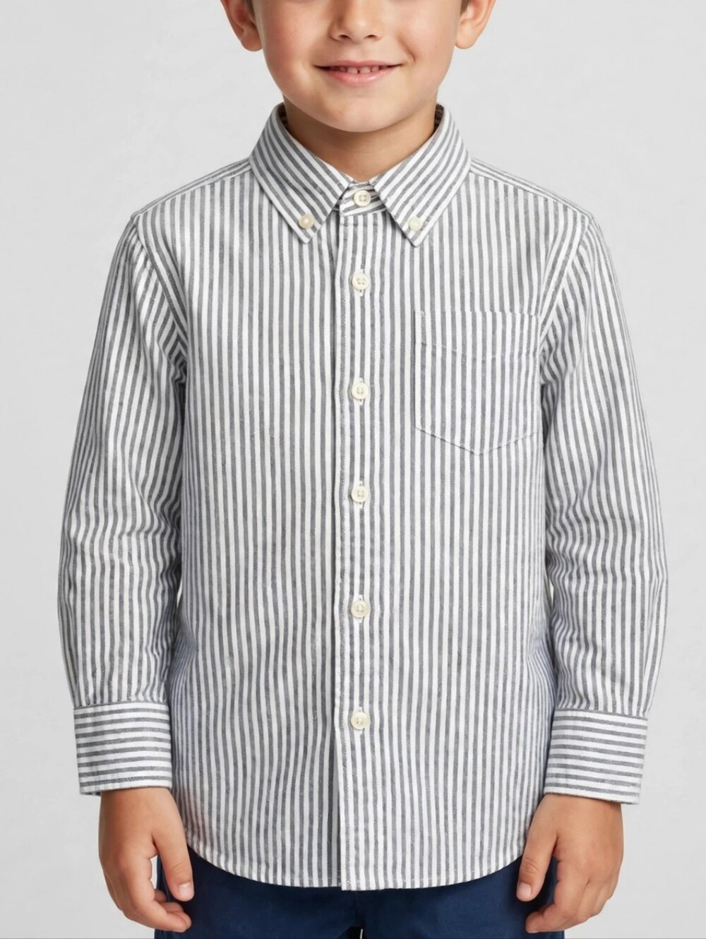 GAP Kids Boys Striped Button Down Oxford Shirt Size S (6-7) Blue White Cotton